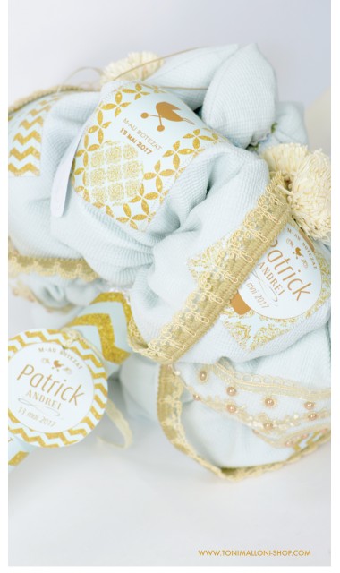 Lumanare botez gold cu verde menta pentru baieti, 65x4 cm, Gold & Mint 1